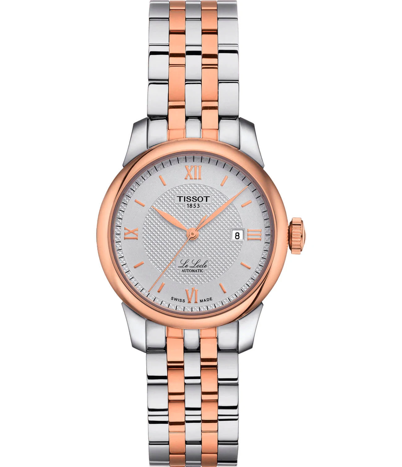 Tissot Le Locle Automatic 29 мм — белый циферблат, стальной браслет, PVD-покрытие