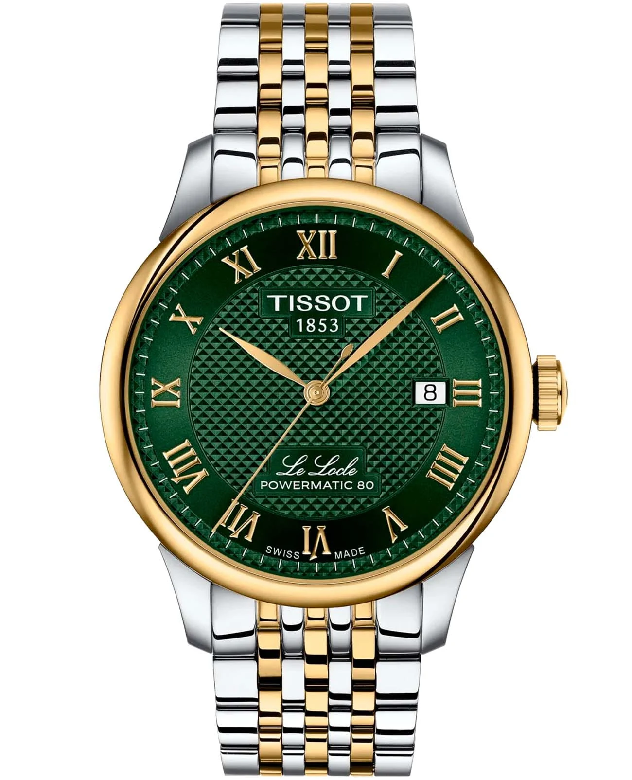 Tissot Le Locle Automatic 39,3 мм — зелёный циферблат, двухцветный браслет с жёлтым… — арт. T006.407.22.093.00