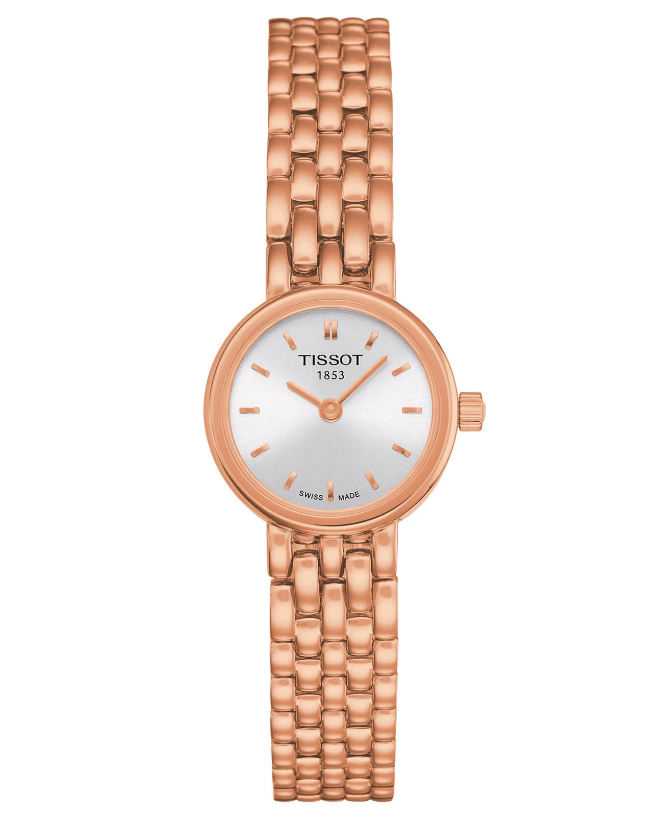 Tissot Lovely Round 19,5 мм — серебристый циферблат, стальной браслет, PVD-покрытие