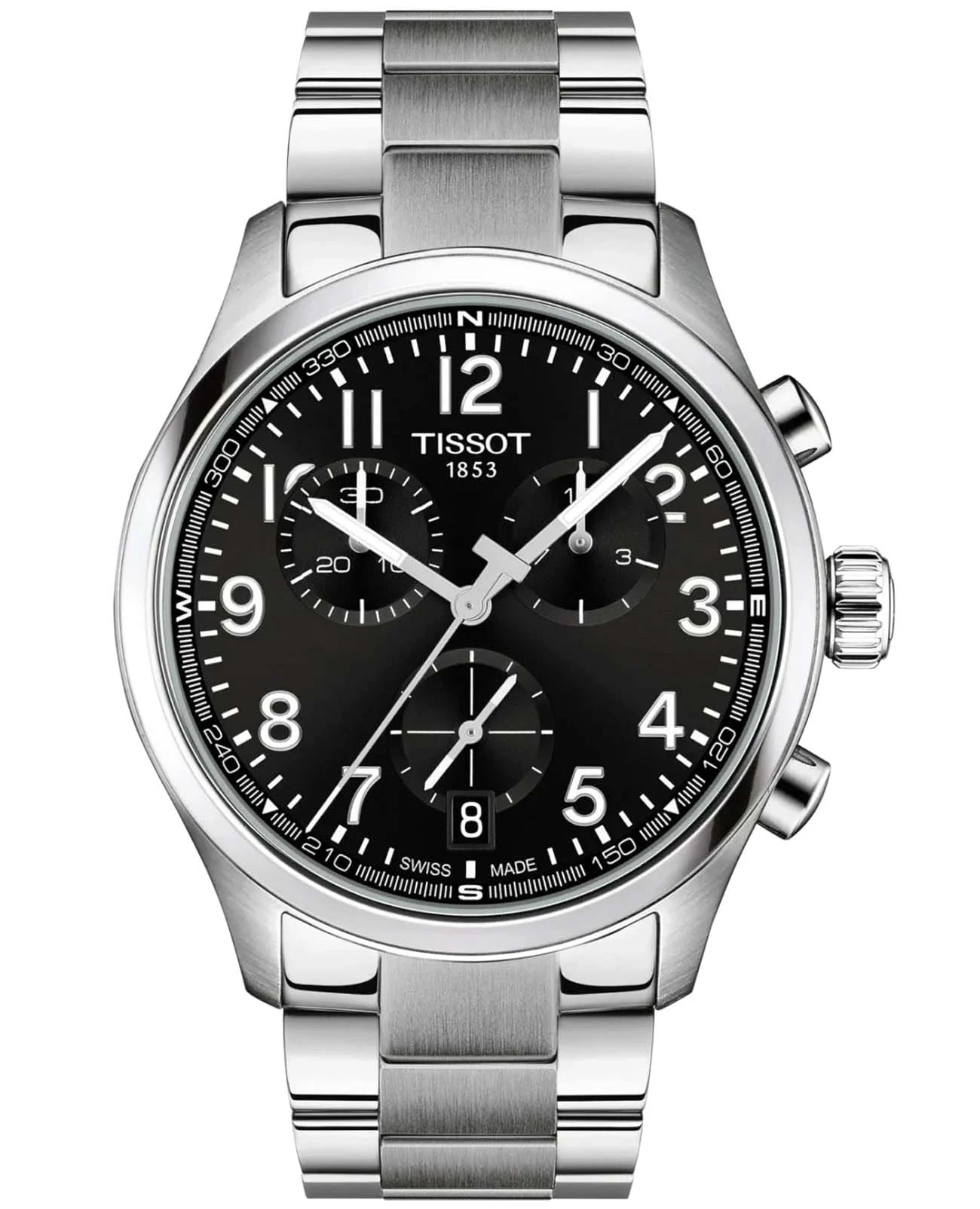 Tissot Chrono L 42 мм — чёрный циферблат, стальной браслет