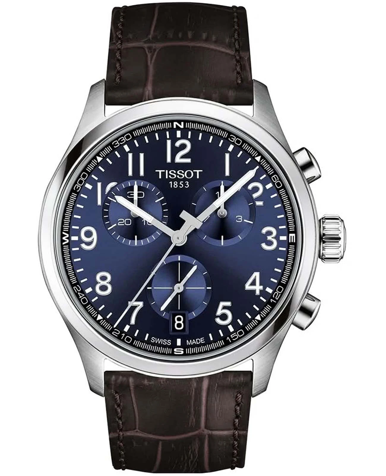 Tissot Chrono L 42 мм — синий циферблат, коричневый кожаный ремешок