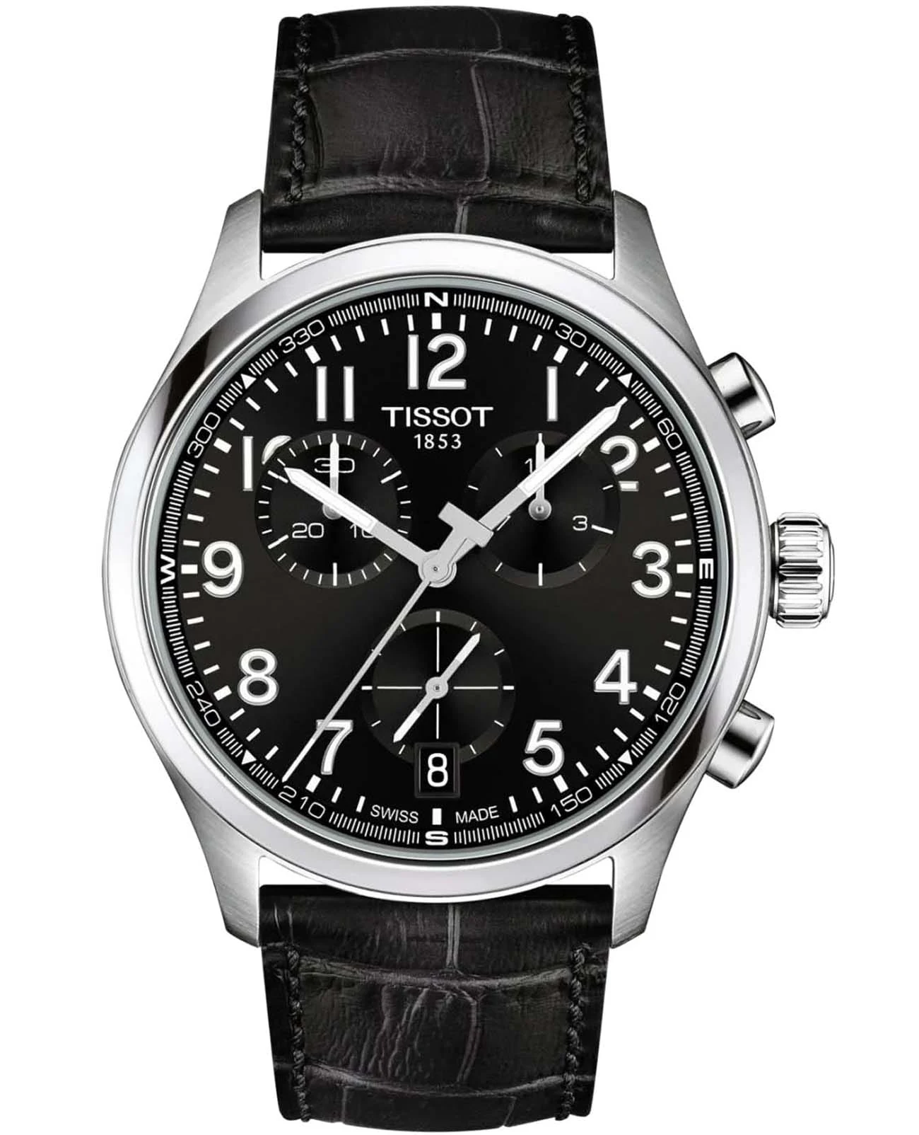Tissot Chrono L 42 мм — чёрный циферблат, чёрный кожаный ремешок