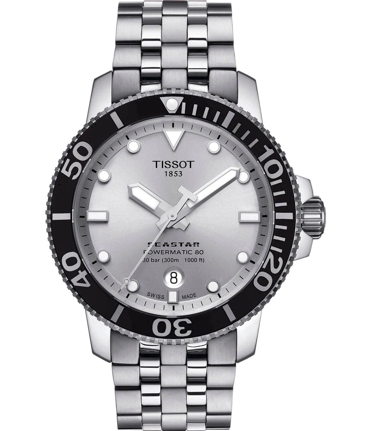 Tissot Seastar 1000 Powermatic 80 43 мм — серебристый циферблат