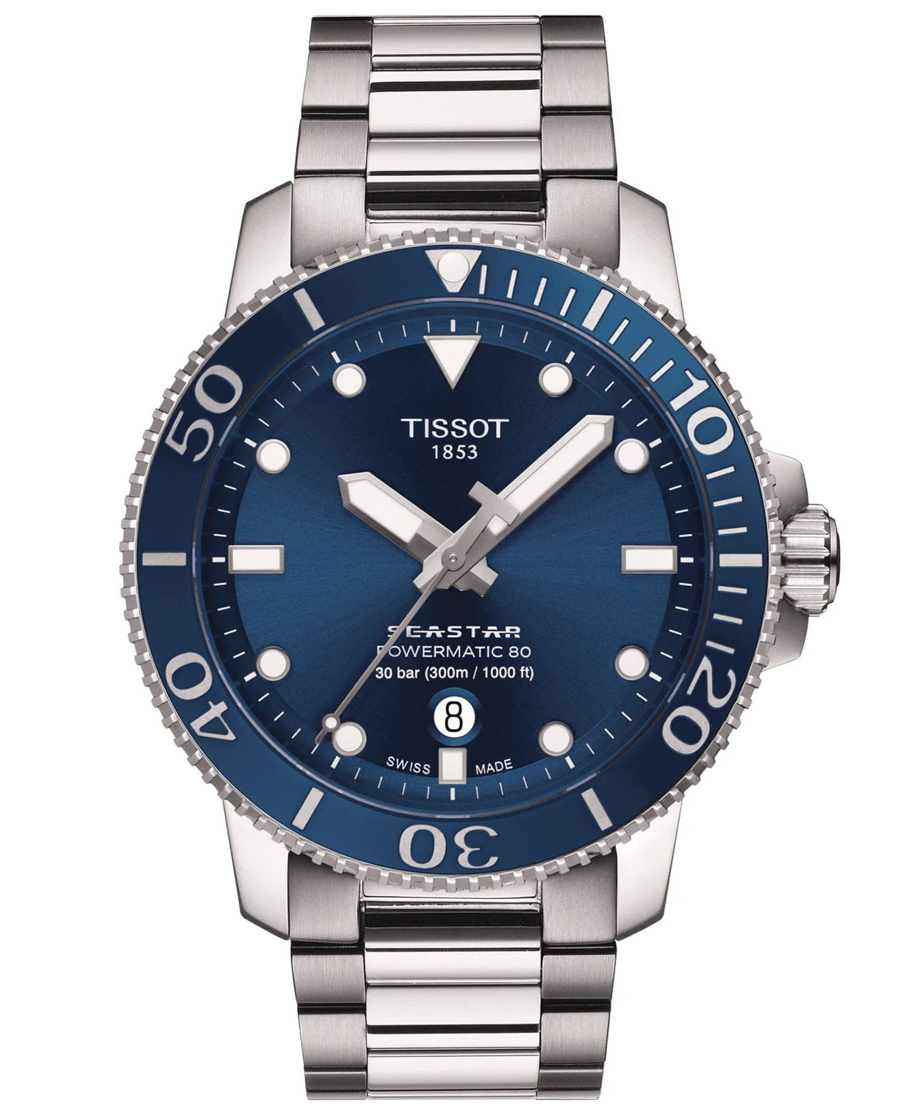 Tissot Seastar 1000 Automatic 43 мм — синий циферблат