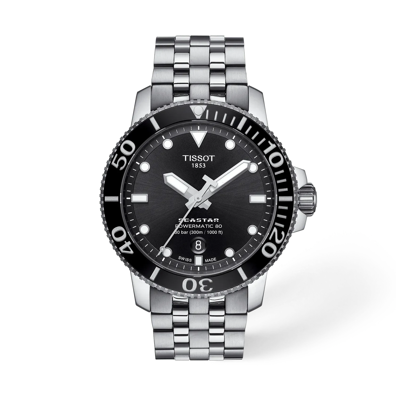 Tissot Seastar 1000 Automatic 43 мм — чёрный циферблат