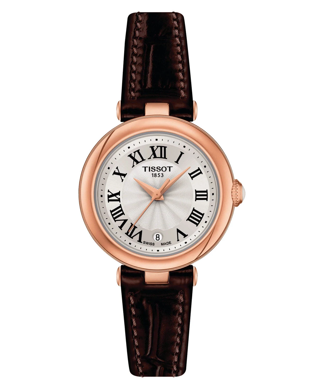 Tissot Bellissima 26 мм — белый циферблат, коричневый кожаный ремешок