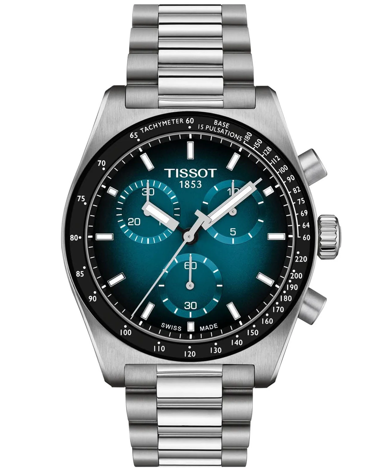 Tissot PR 516 Chronograph 40 мм — циферблат с синим градиентом