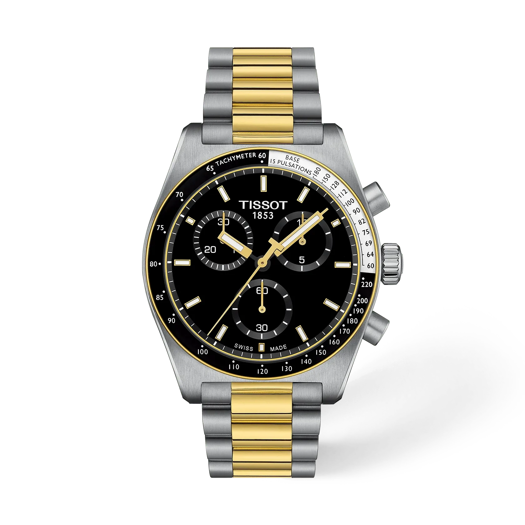 Tissot PR 516 Chronograph 40 мм — чёрный циферблат, двухцветный браслет с жёлтым… — арт. T149.417.22.051.00