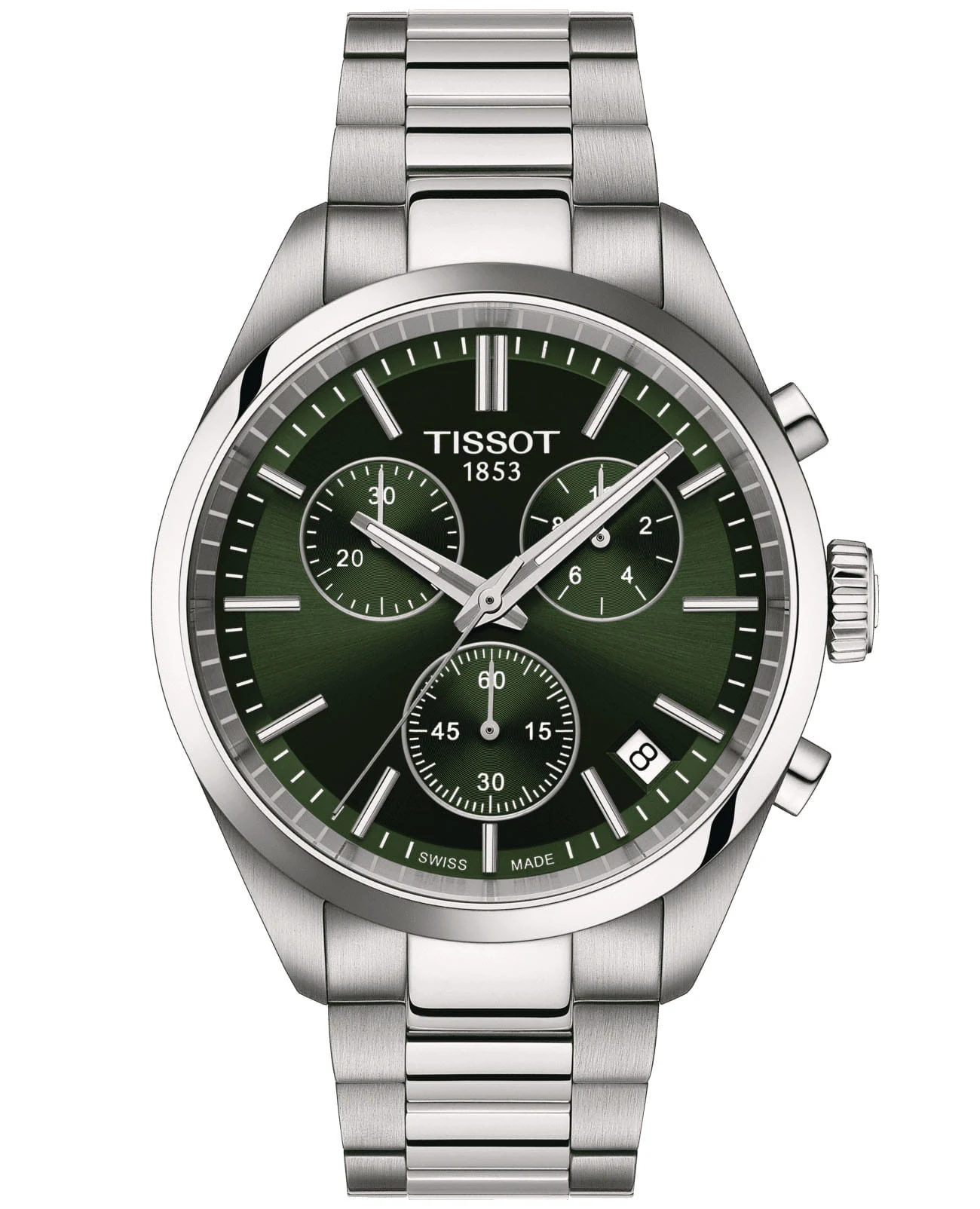 Tissot PR 100 Chronograph 40 мм — зелёный циферблат