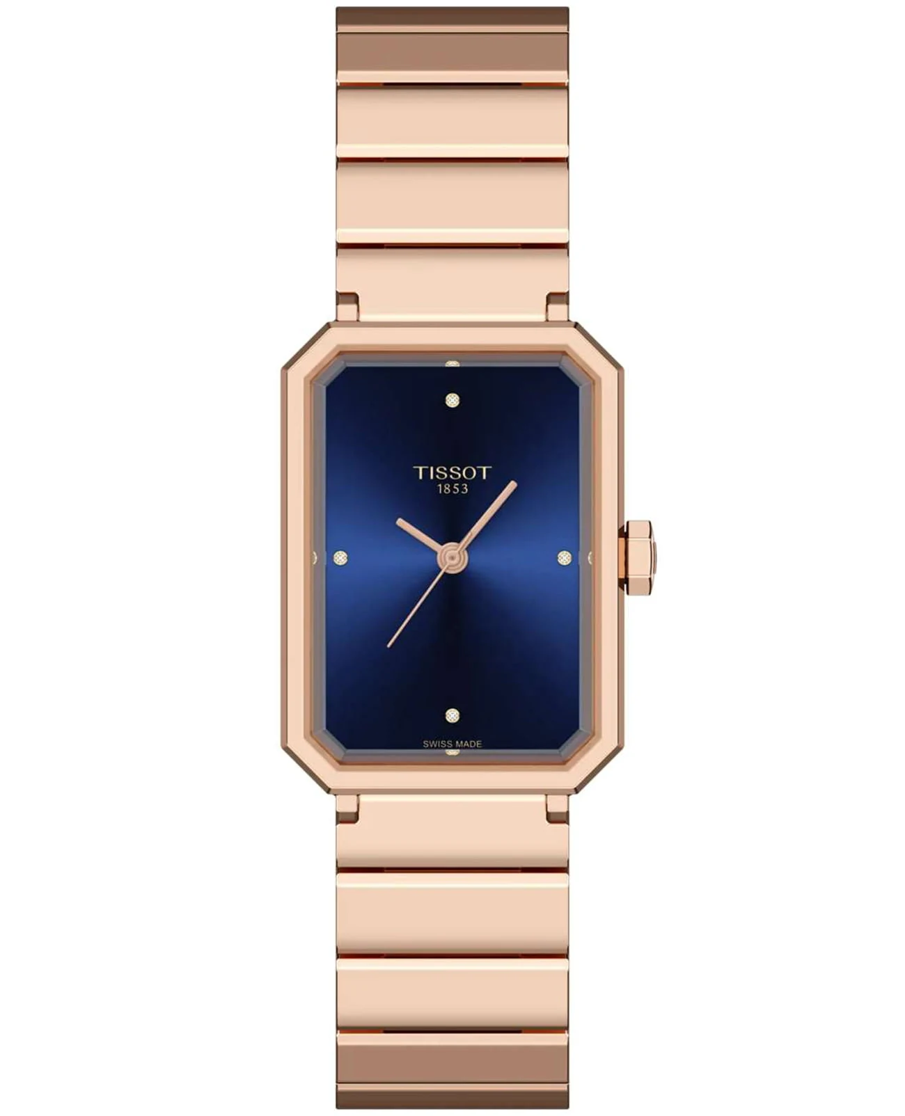 Tissot SRV 21,8 × 30 мм — синий циферблат, браслет с розовым PVD-покрытием