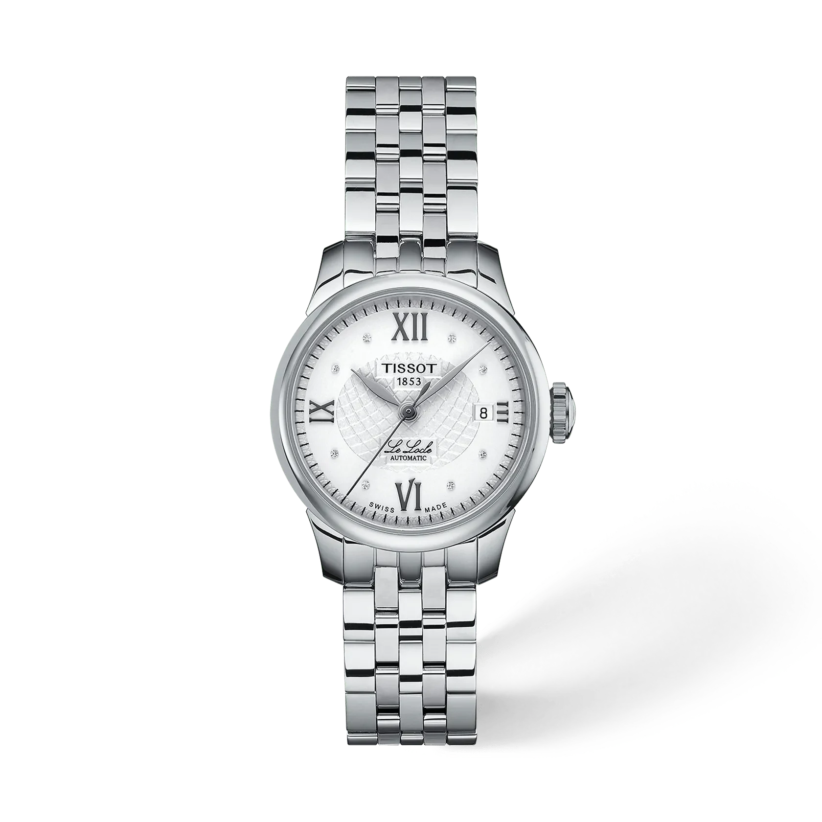 Tissot Le Locle Automatic 25,3 мм — серебристый циферблат с бриллиантами, стальной браслет —… — арт. T41.1.183.16