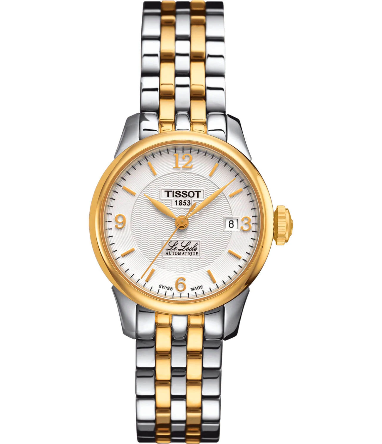 Tissot Le Locle Automatic 25 мм — белый циферблат, стальной браслет, PVD-покрытие
