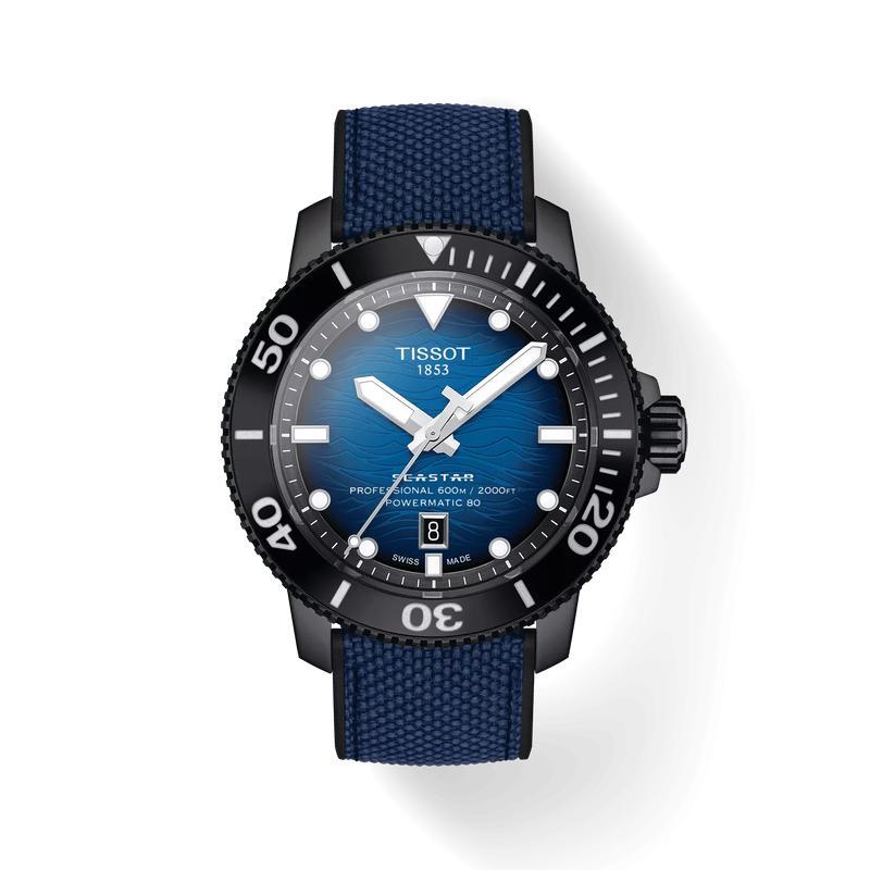 Tissot Seastar 2000 46mm Blue-Black Black PVD (ремешок)